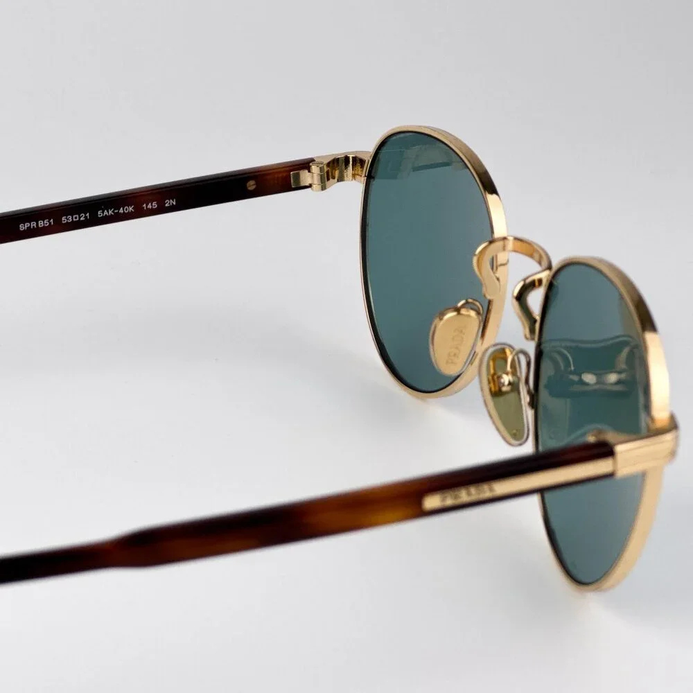 Prada PRB51S Sunglasses – Gold Round Frame Lago Lenses | Model 5AK40K